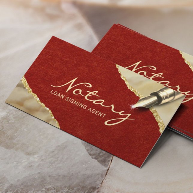 Carte De Visite Agent de signature de notaire Red Velvet Gold Agat (Créateur téléchargé)