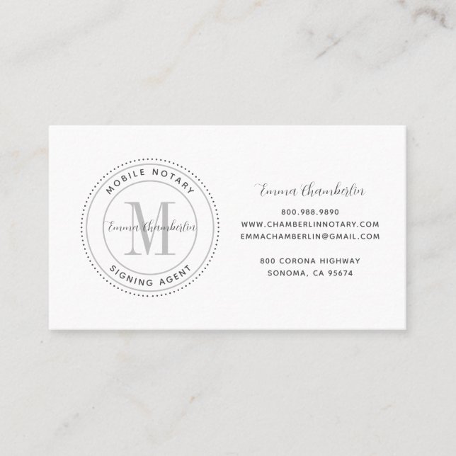 Carte De Visite Agent de signature de notaire simple et portable (Devant)
