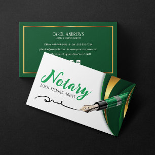 Carte De Visite Agent de signature de prêt en or vert de luxe Nota