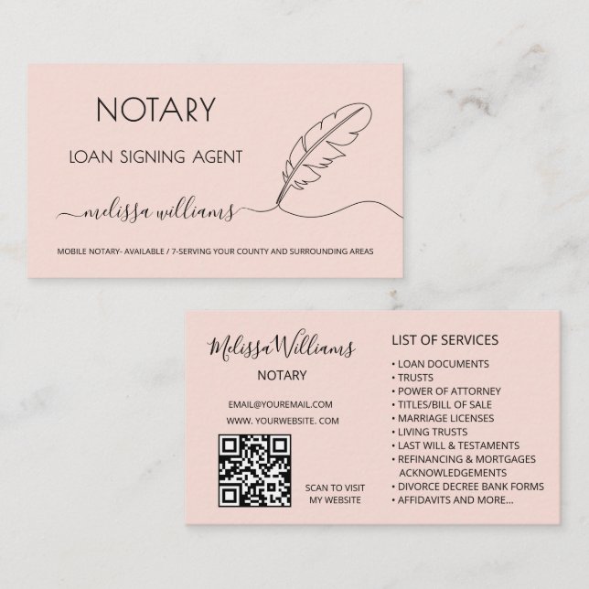 Carte De Visite Agent de signature de prêt notaire (Devant / Derrière)