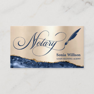 Carte De Visite Agent de signature de prêt notaire Agate bleu mari