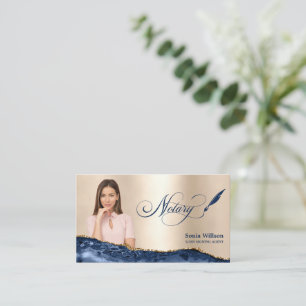 Carte De Visite Agent de signature de prêt notaire Agate bleu mari