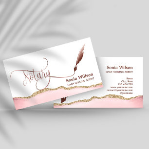 Carte De Visite Agent de signature de prêt notaire Agate d'or Rose