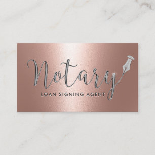 Carte De Visite Agent de signature de prêt notaire Argent Script R