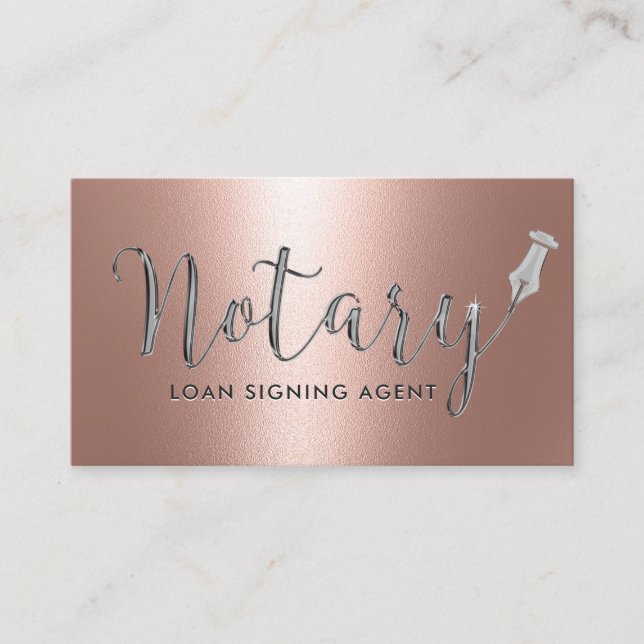 Carte De Visite Agent de signature de prêt notaire Argent Script R (Devant)