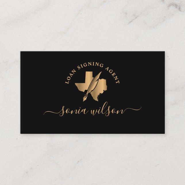 Carte De Visite Agent de signature de prêt notaire du Texas Typogr (Devant)