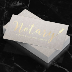 Carte De Visite Agent de signature de prêt notaire Gold Script Cla
