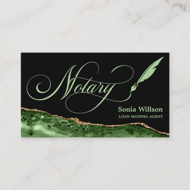 Carte De Visite Agent de signature de prêt notaire Moderne Emerald (Devant)