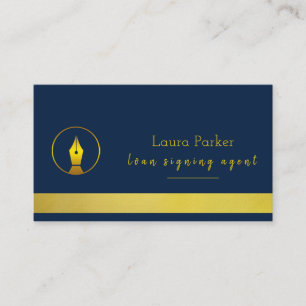Carte De Visite Agent de signature de prêt notaire Nib Gold