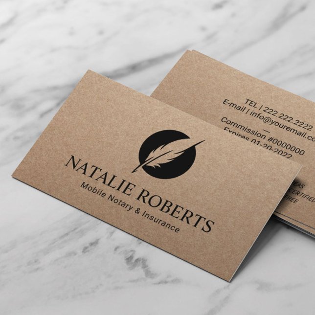 Carte De Visite Agent de signature de prêt notaire Quill Logo Rust (Créateur téléchargé)