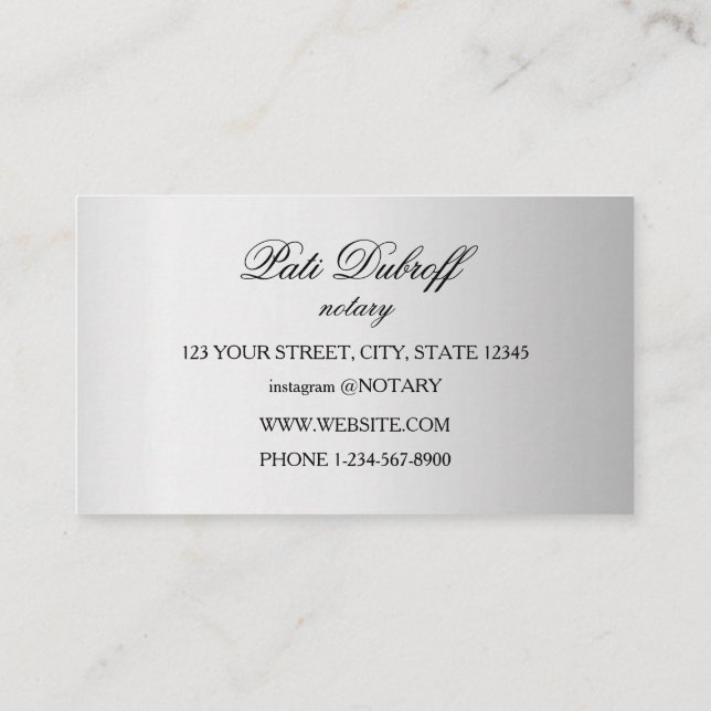 Carte De Visite Agent de signature de prêt notaire Silver (Dos)