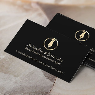 Carte De Visite Agent de signature du logo du stylo d'or public
