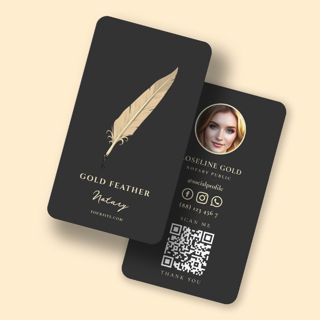 Carte De Visite Agent de signature publique Noir Or (Créateur téléchargé)