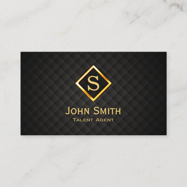 Carte De Visite Agent de talent de diamant d'or de monogramme (Devant)