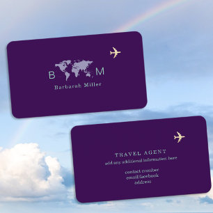Carte De Visite Agent de voyage international Purple