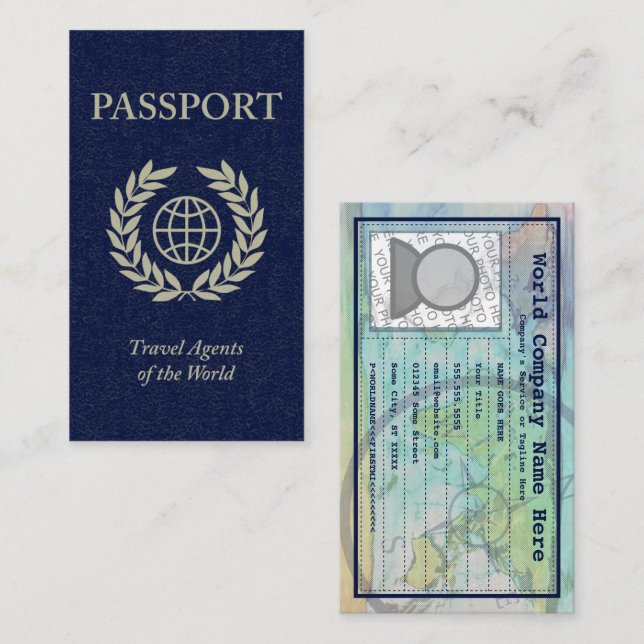 Carte De Visite agent de voyage passeport (Devant / Derrière)