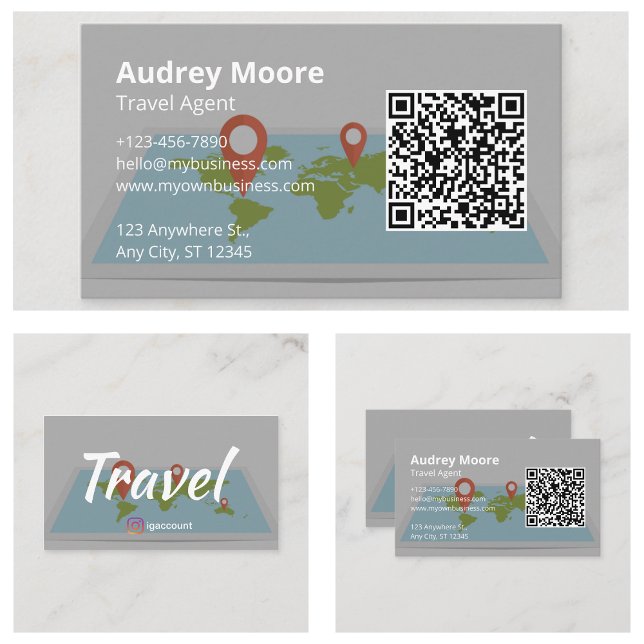 Carte De Visite Agent de voyage personnalisé (Customizable Travel Agent Business Cards)