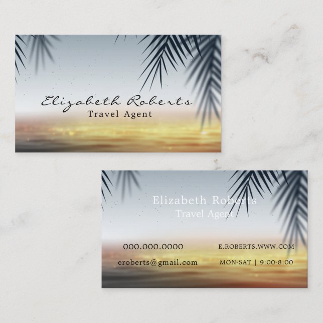 Carte De Visite Agent de voyage pittoresque Tropical Beach (Devant / Derrière)