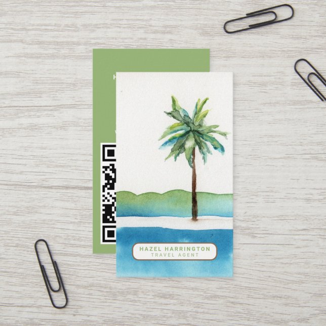 Carte De Visite Agent de voyage scanner de code QR personnalisé Pa (Devant/Arrière en situation)