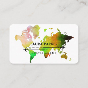 Carte De Visite Agent de voyage World Map Vacation Services Paint