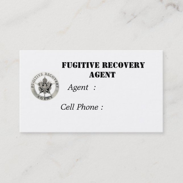 Carte De Visite Agent fugitif de récupération (Devant)