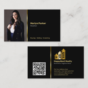 Carte De Visite Agent immobilier avec photo personnelle, code QR e