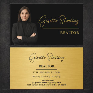 Carte De Visite Agent immobilier Black Gold Luxe Métallisé