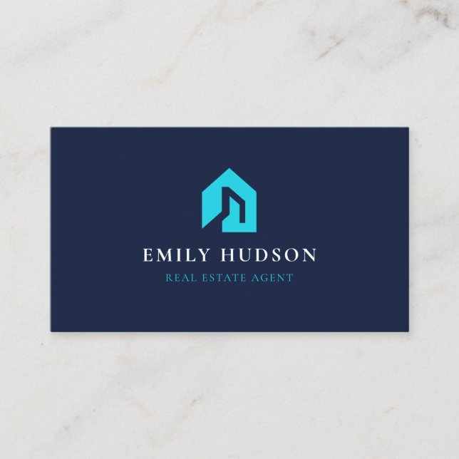Carte De Visite Agent immobilier bleu marine (Devant)