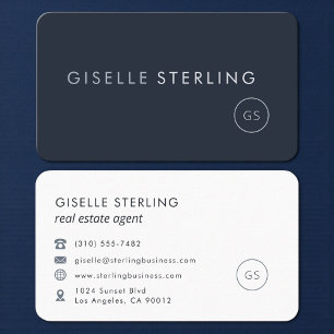 Carte De Visite Agent Immobilier Bleu Marine Professionnel
