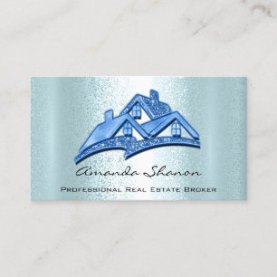 Carte De Visite Agent immobilier Broker House Parties scintillant