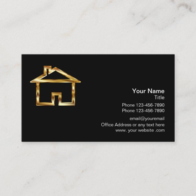 Carte De Visite Agent immobilier chic de logo de Chambre (Devant)