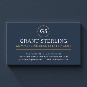 Carte De Visite Agent immobilier commercial Navy Blue Luxe Or