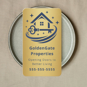 Carte De Visite Agent immobilier de luxe Navy & Gold