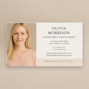 Carte De Visite Agent immobilier de luxe neutre beige Photo