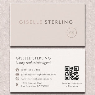 Carte De Visite Agent immobilier de luxe QR Code bleu rose