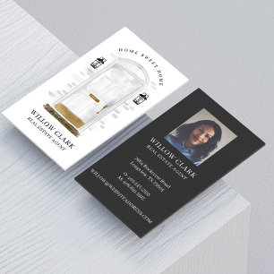 Carte De Visite Agent immobilier de porte avant Aquarelle blanche