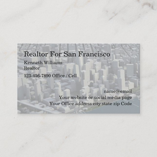 Carte De Visite Agent immobilier de San Francisco (Devant)