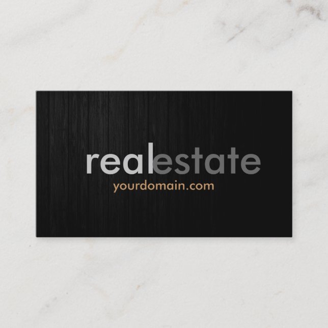 Carte de visite agent immobilier en bois gris fonc (Devant)