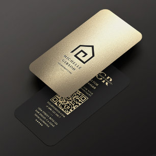 Carte De Visite Agent immobilier Gold Black House Moderne