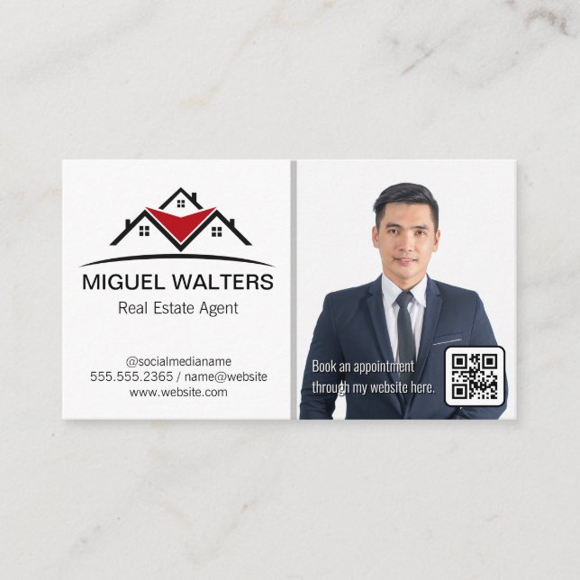 Carte De Visite Agent immobilier | Homme d'affaires en costume (Devant)