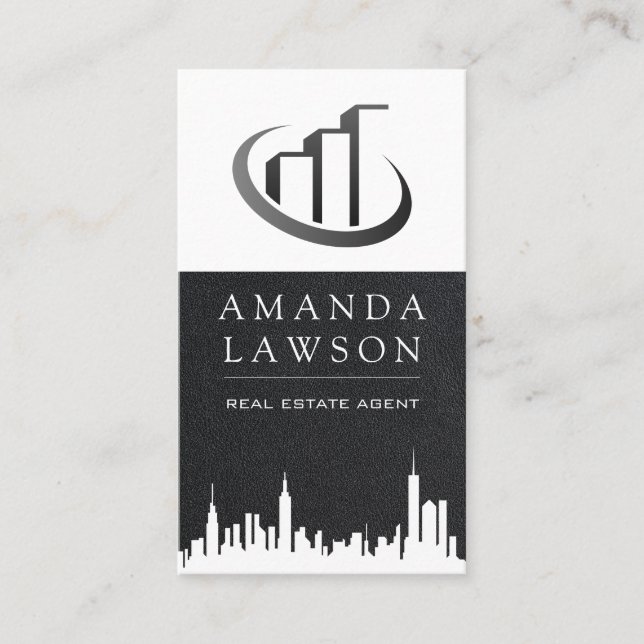 Carte De Visite Agent immobilier | Leather Lux Executive (Devant)
