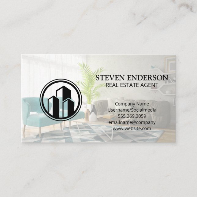 Carte De Visite Agent immobilier | Logo de construction | Intérieu (Devant)