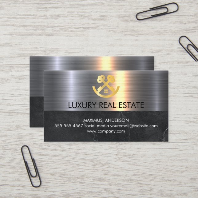 Carte De Visite Agent immobilier | Logo des touches d'accueil (Devant/Arrière en situation)