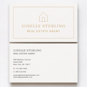 Carte De Visite Agent Immobilier Maison Or Neutre
