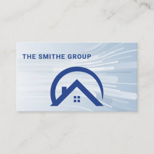Carte De Visite Agent immobilier   Maison résidentielle Toit bleu