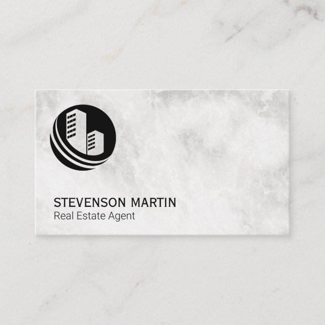 Carte De Visite Agent immobilier | Marbre | Icône de propriété (Devant)
