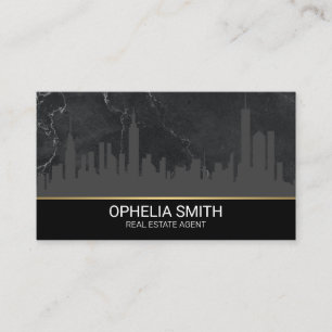 Carte De Visite Agent immobilier   Marbre   Skyline Cityscape