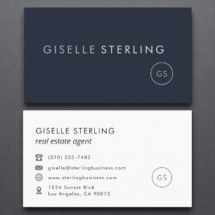 Carte De Visite Agent immobilier Marine Blue Modern Luxe