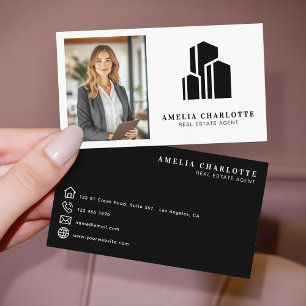 Carte De Visite Agent Immobilier Minimaliste Photo Moderne