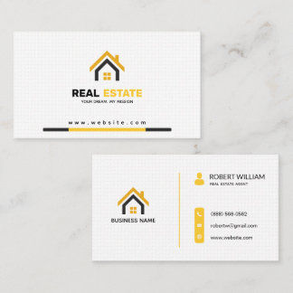 Carte De Visite Agent immobilier moderne blanc jaune